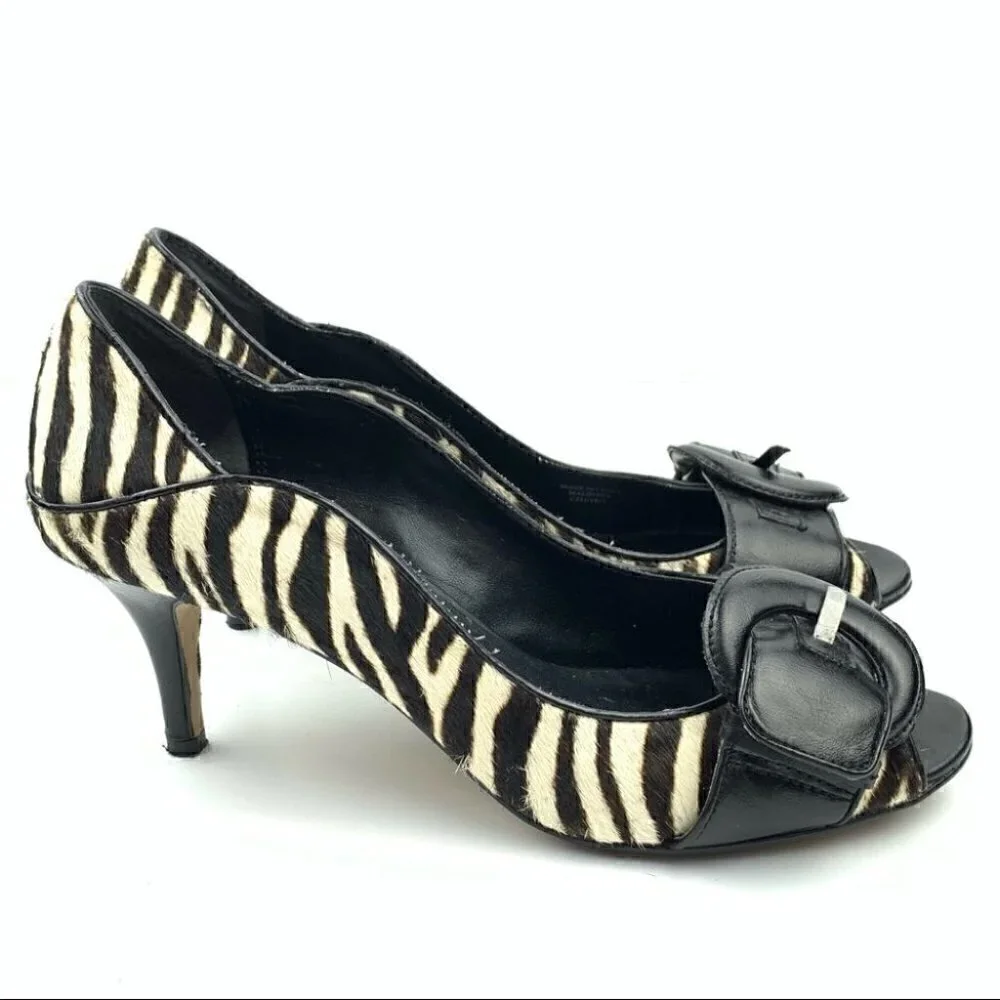 Max studio heels size 6.5 calf hair peep toe